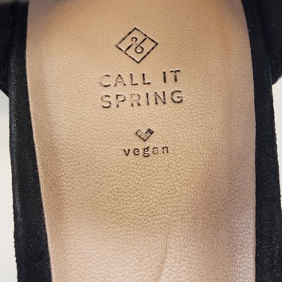 Call It Spring Black Rhinestone Vegan Block Heel Pumps Size 8 Ankle Strap - Picture 5 of 10